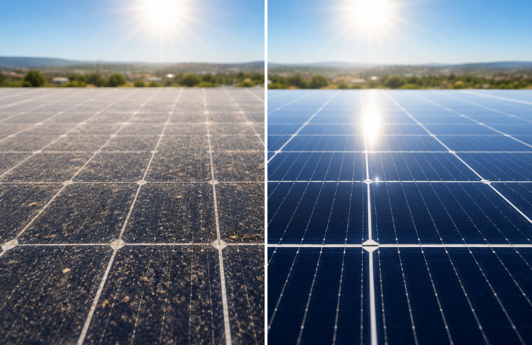 Placa solar sucia vs. limpia: Así calculas en 5 minutos cuánto dinero estás perdiendo