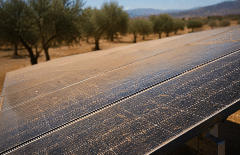 Polvo del olivar y Placas Solares en Jaén: Cuánto pierdes y cómo recuperarlo